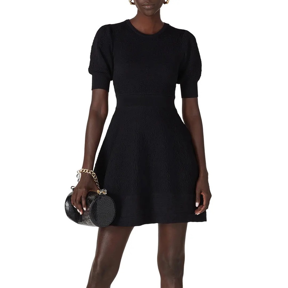 Shosanna Black Puff Sleeve Sweater Dress